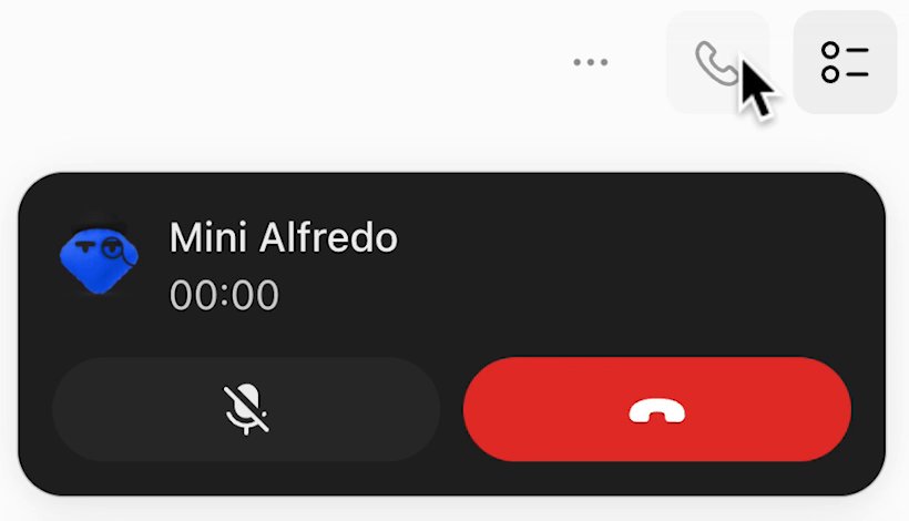 The same call card, now showing a timer at 00:00 where Calling... was